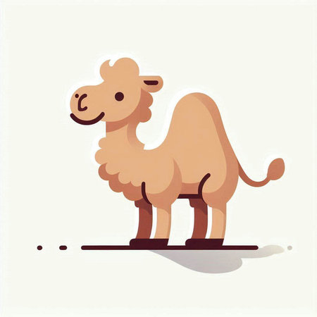 Cute camel on white background. Vector illustration in cartoon style.のイラスト素材