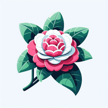 Camellia flower isolated on white background. Vector illustration.のイラスト素材