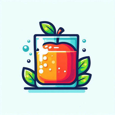 Apple juice in a glass. Vector illustration of an apple juice in a glass.のイラスト素材