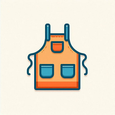 Orange apron icon isolated on white background. Vector illustration in flat style.のイラスト素材