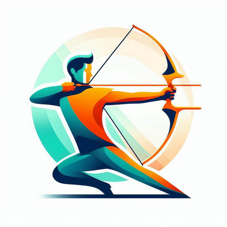 Archery sport, archery player with bow and arrow, vector illustrationのイラスト素材