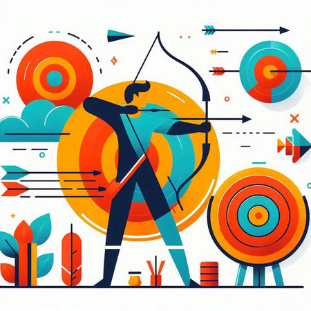 Archery, archery sport, flat vector illustration. Archery concept.のイラスト素材