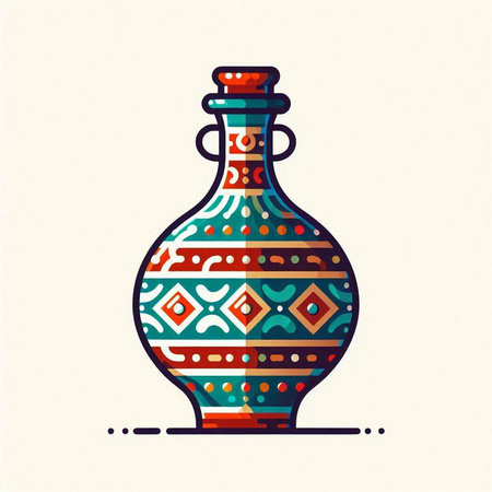 Colorful hand drawn vase in ethnic style. Vector illustration.のイラスト素材