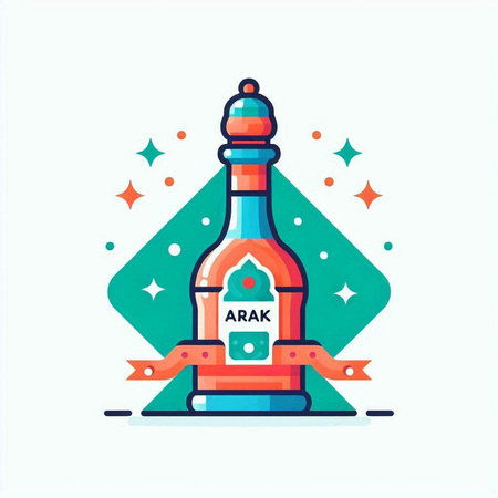 Alcohol bottle flat color icon. Alcohol drink. Vector illustration.のイラスト素材