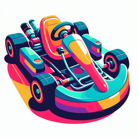 Funny karting car on white background. Vector illustration.のイラスト素材