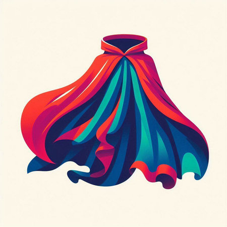 Vector illustration of a mannequin with a blue and red capeのイラスト素材