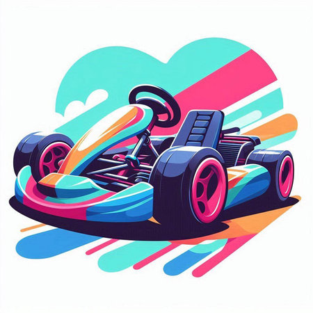 Vector illustration of a racing car on a colorful background. Cartoon style.のイラスト素材