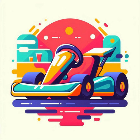 Modern flat design illustration of a racing car. Colorful vector iconのイラスト素材