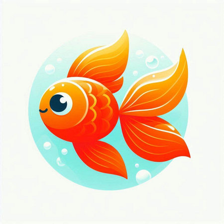 Illustration of a goldfish on a white background, vector illustrationのイラスト素材