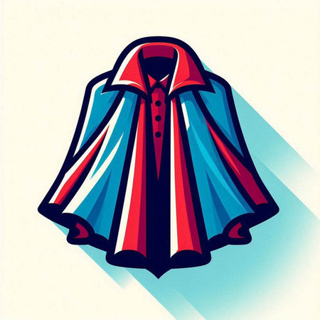 Illustration of a red and blue coat with a long sleeve.のイラスト素材