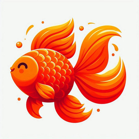 Goldfish on white background. Vector illustration of a goldfish.のイラスト素材