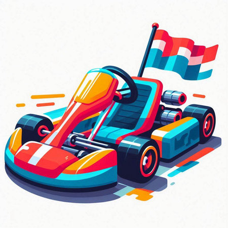 Vector illustration of a racing car with flags on white background. Eps 10のイラスト素材