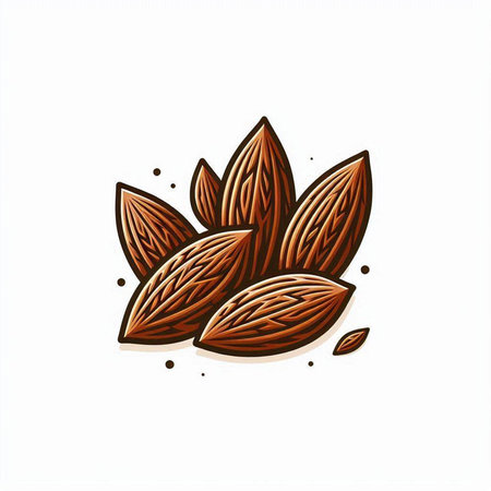 Almond vector illustration isolated on white background. Realistic nuts.のイラスト素材
