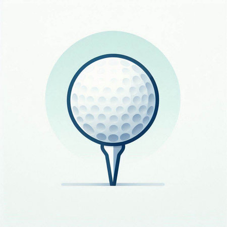 Golf ball on the tee. Vector illustration in flat style.のイラスト素材