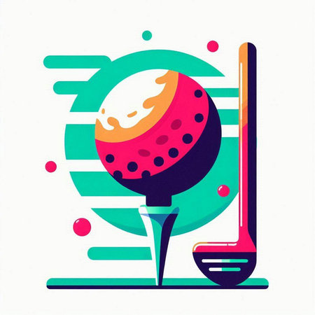 Golf club and ball. Vector illustration in trendy flat style.のイラスト素材