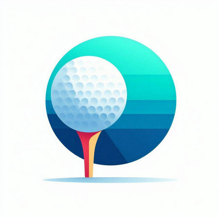 Golf ball and tee on a colorful background. Vector illustration.のイラスト素材