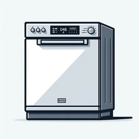 Illustration of a modern electric oven on a white background with shadowのイラスト素材