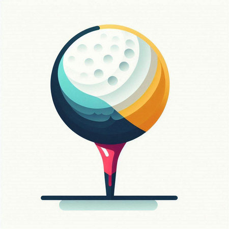 Golf ball on tee. Vector illustration of colorful golf ball.のイラスト素材