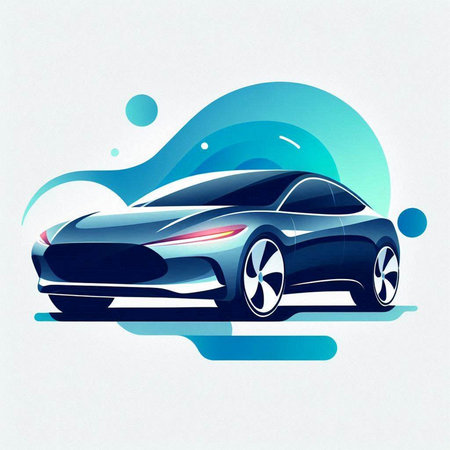 Sport car on a background of the blue waves. Vector illustration.のイラスト素材