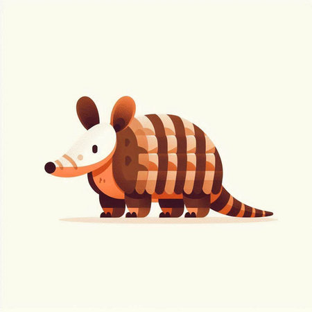 Cute cartoon armadillo. Vector illustration isolated on white background.のイラスト素材