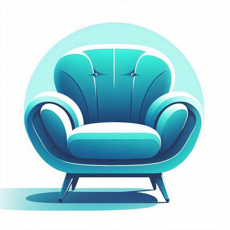 Illustration of a blue armchair isolated on a white background.のイラスト素材