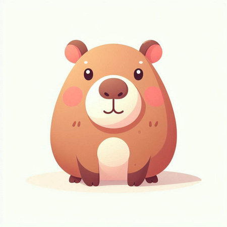 Cute cartoon beaver on a white background. Vector illustration.のイラスト素材