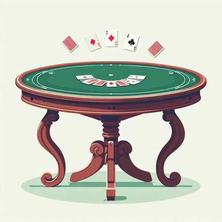 Poker table with chips and cards. Vintage style. Vector illustration.のイラスト素材