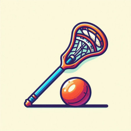 Cricket racket and ball icon. Vector illustration in retro styleのイラスト素材