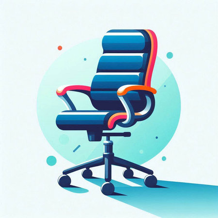 Illustration of an office chair in blue and white colors. Vector illustration.のイラスト素材