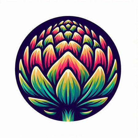 Artichoke flower. Psychedelic vector illustration on a white background.のイラスト素材