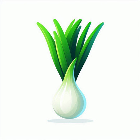 vector illustration of green onion in a vase on a white backgroundのイラスト素材