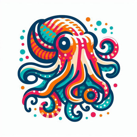 Octopus, hand drawn vector illustration in doodle style.のイラスト素材