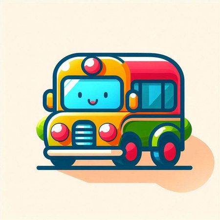 Cute School Bus Vector Illustration. Back to School Concept.のイラスト素材