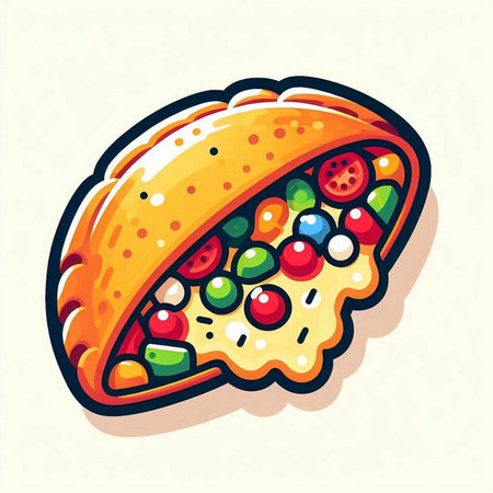 Illustration of a pie with multicolored candied fruits.のイラスト素材