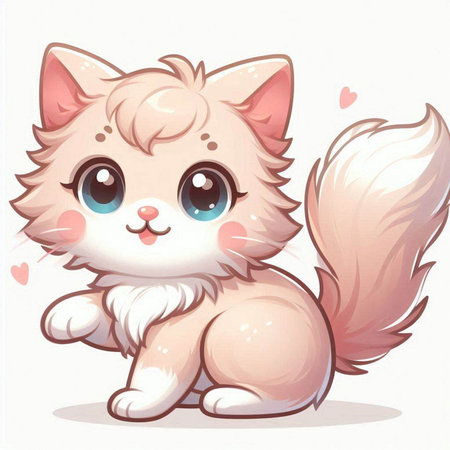 Cute cartoon cat sitting on a white background. Vector illustration.のイラスト素材