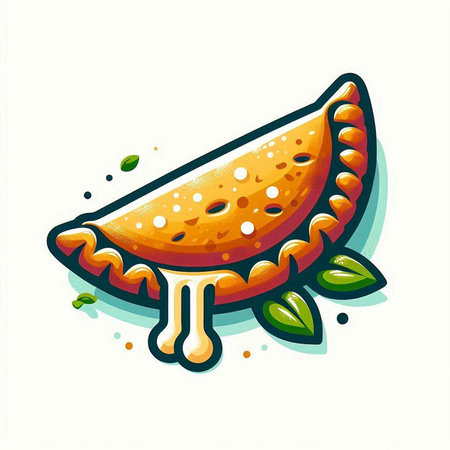 Vector illustration of a piece of pizza isolated on white background. Cartoon style.のイラスト素材