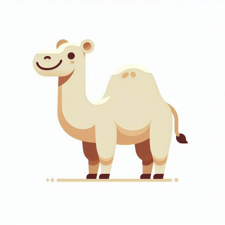 Cute camel isolated on a white background. Vector illustration in cartoon style.のイラスト素材