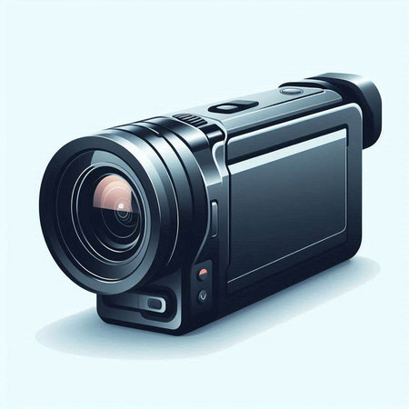 Digital camera on a blue background. Vector illustration. Eps 10.のイラスト素材