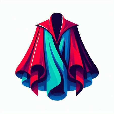 Illustration of a blue and red raincoat on a white backgroundのイラスト素材