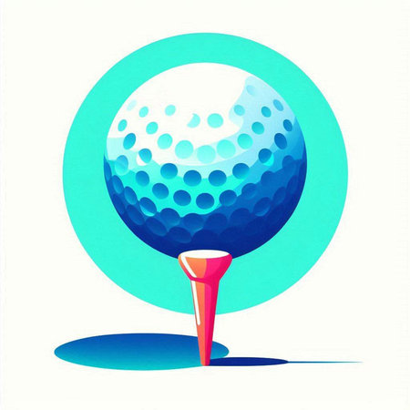 Golf ball and tee on a white background. Vector illustration.のイラスト素材
