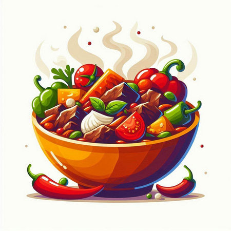 Vegetable salad in a bowl. Hand drawn vector illustration.のイラスト素材