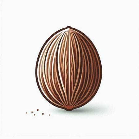 Illustration of a nutmeg on a white background, vector illustrationのイラスト素材