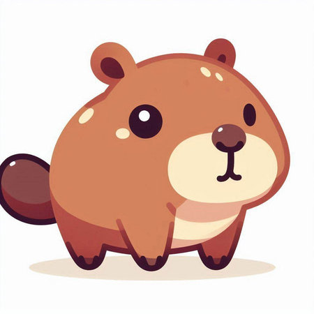 Cute beaver isolated on a white background. Vector illustration.のイラスト素材