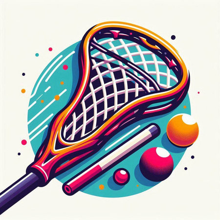 Tennis racket and ball on a colorful background. Vector illustration.のイラスト素材