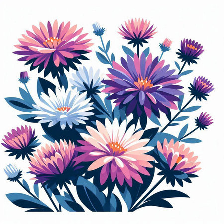 Bouquet of colorful flowers. Vector illustration for your design.のイラスト素材