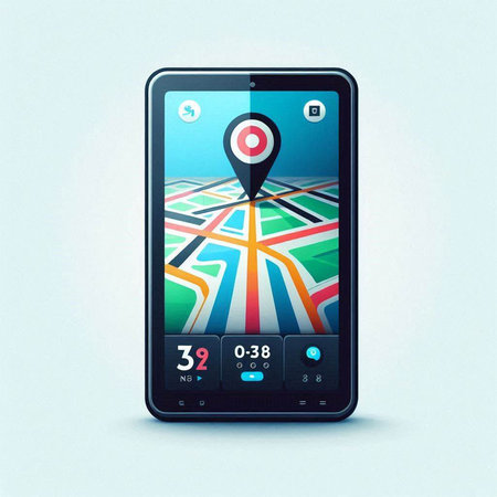 Navigation on a mobile phone. GPS navigator. Vector illustration.のイラスト素材