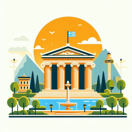 Athens, Greece - famous landmark. Vector illustration in flat styleのイラスト素材