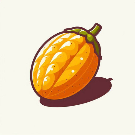 Cantaloupe melon. Hand drawn vector illustration.のイラスト素材