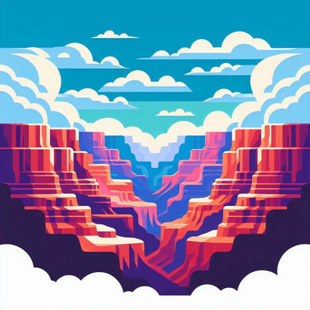 Colorful abstract background with mountains and clouds. Vector Illustration.のイラスト素材