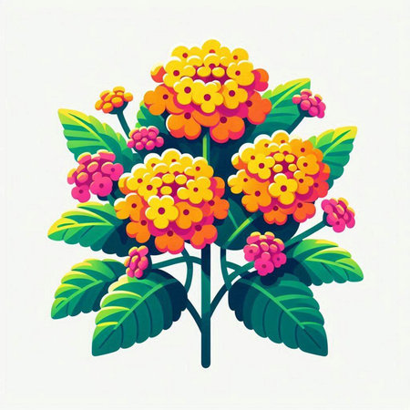 Illustration of a bunch of yellow and orange flowers on a white backgroundのイラスト素材